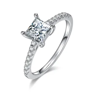 Classic 1.0ct Princess Cut Moissanite Ring