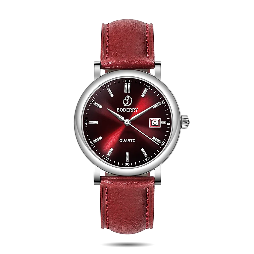 CLASSIC 36MM - Swiss Quartz Movement Watch | Silver & Claret