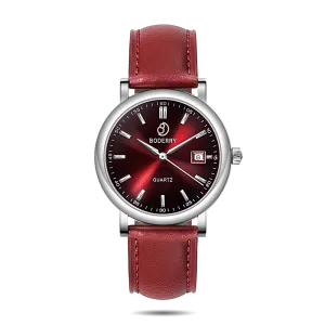 CLASSIC 36MM - Swiss Quartz Movement Watch | Silver & Claret