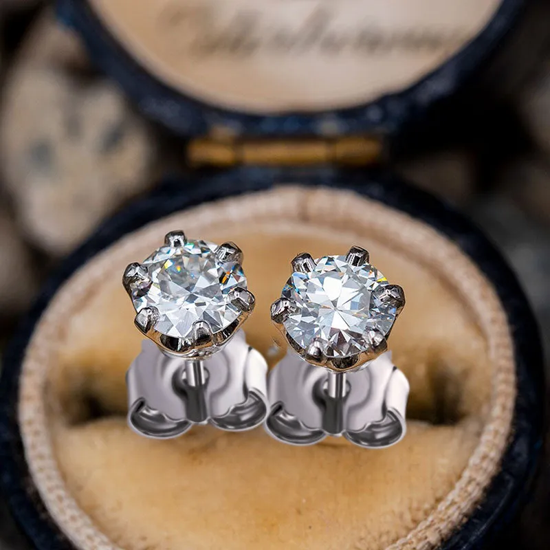 Classic Brilliant Round Cut Moissanite Diamond Stud Earrings