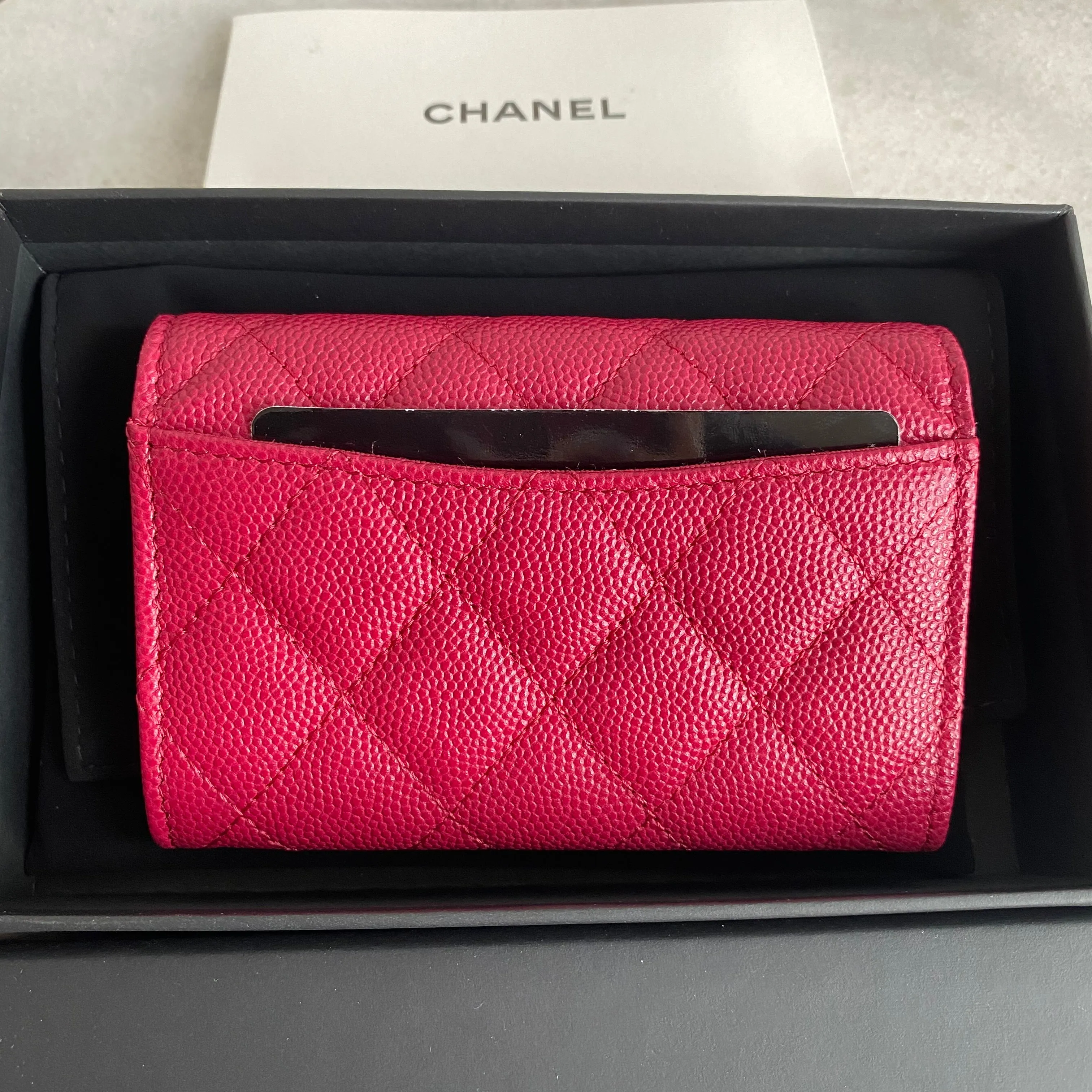 Classic Flap Card Holder in 21A Raspberry Caviar