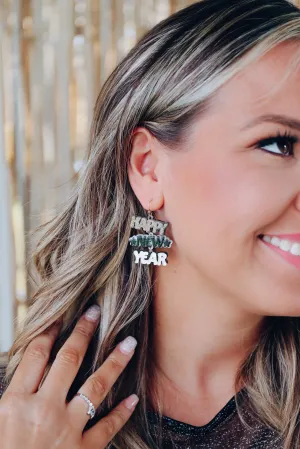 Classic New Year Acrylic Earrings - Gold