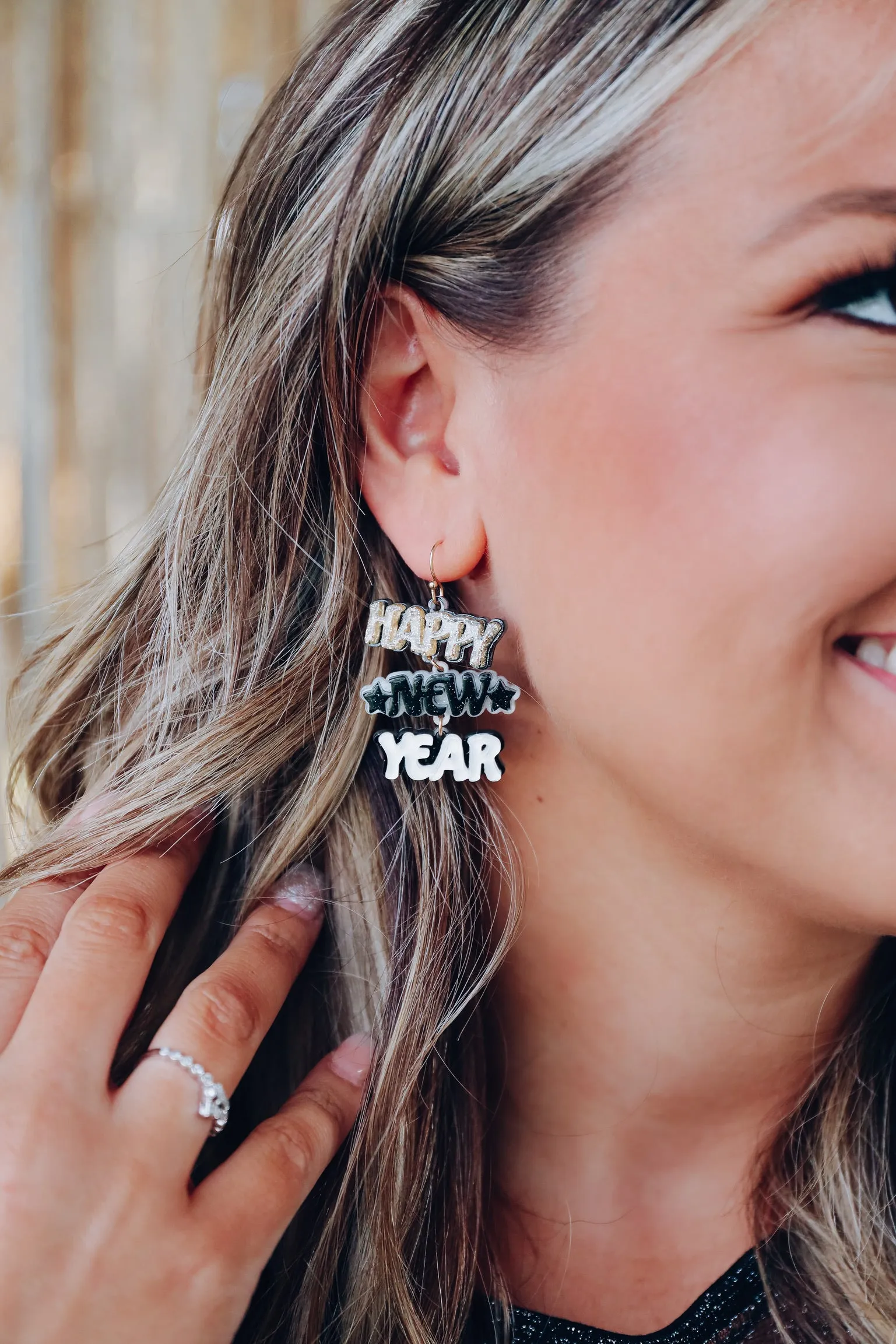 Classic New Year Acrylic Earrings - Gold