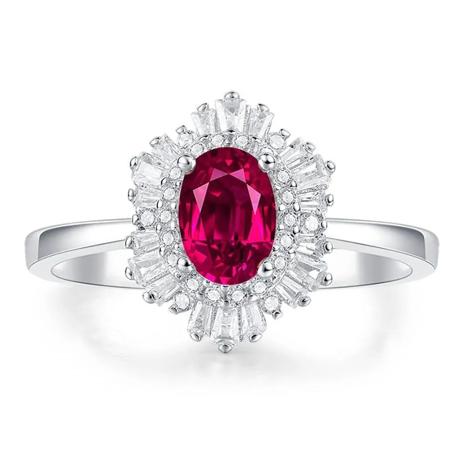 Classic Oval Gemstone with Diamond Ring