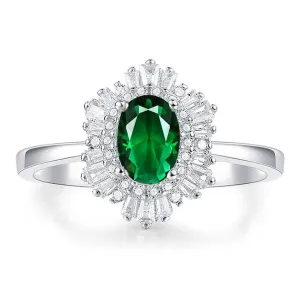 Classic Oval Gemstone with Diamond Ring