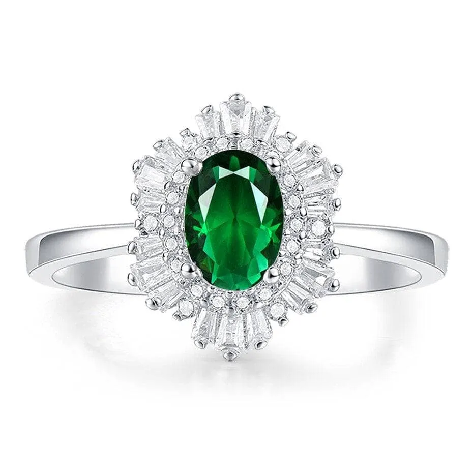 Classic Oval Gemstone with Diamond Ring