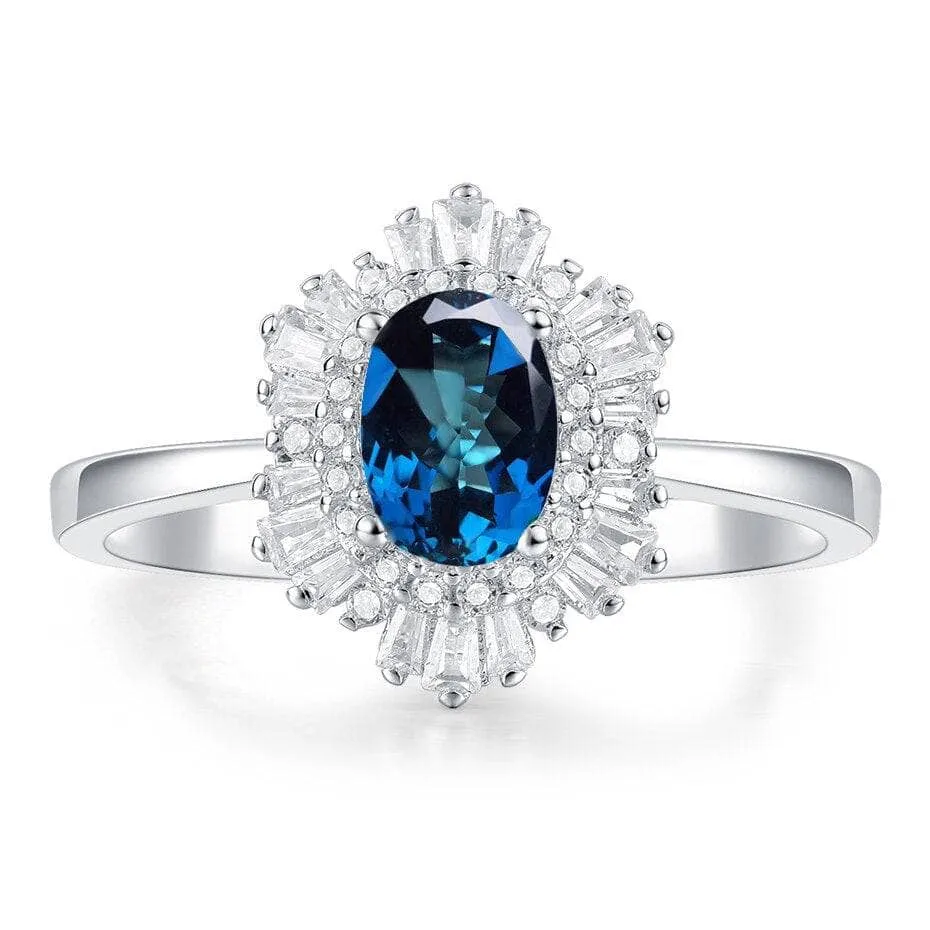Classic Oval Gemstone with Diamond Ring
