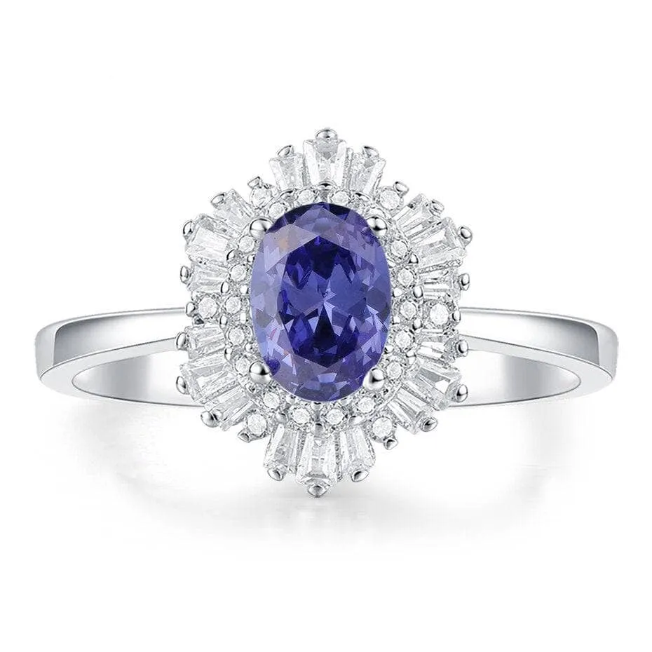 Classic Oval Gemstone with Diamond Ring