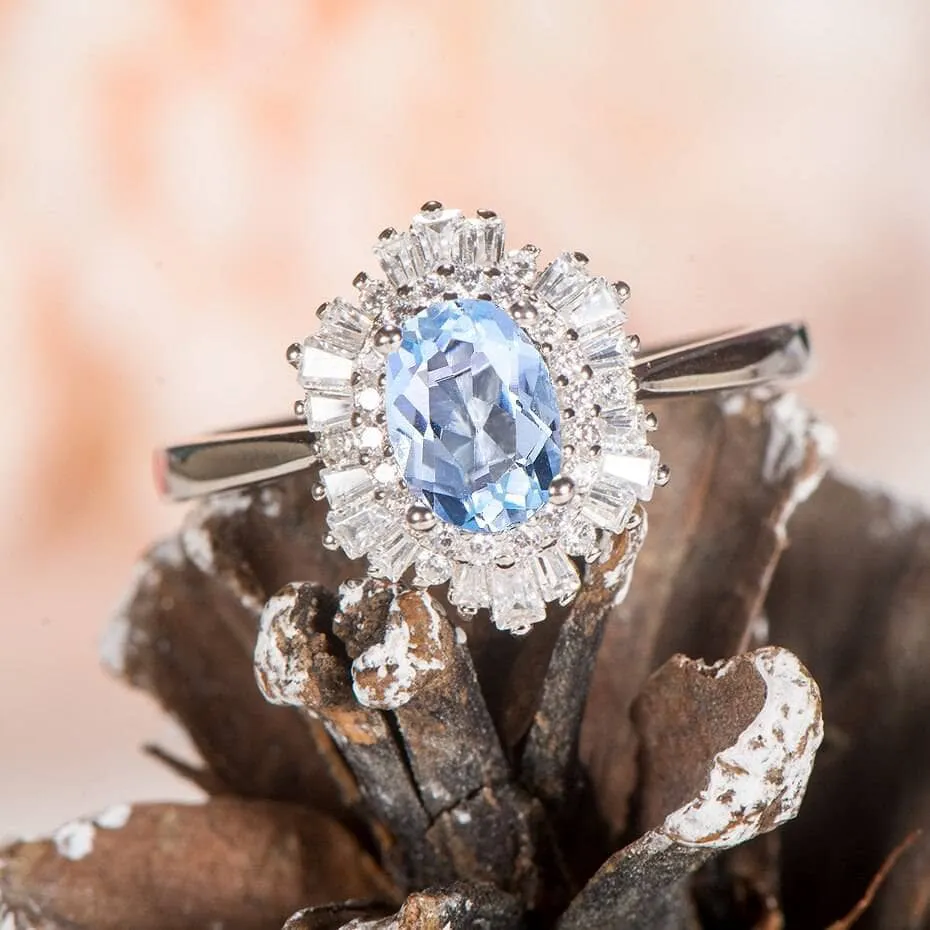 Classic Oval Gemstone with Diamond Ring