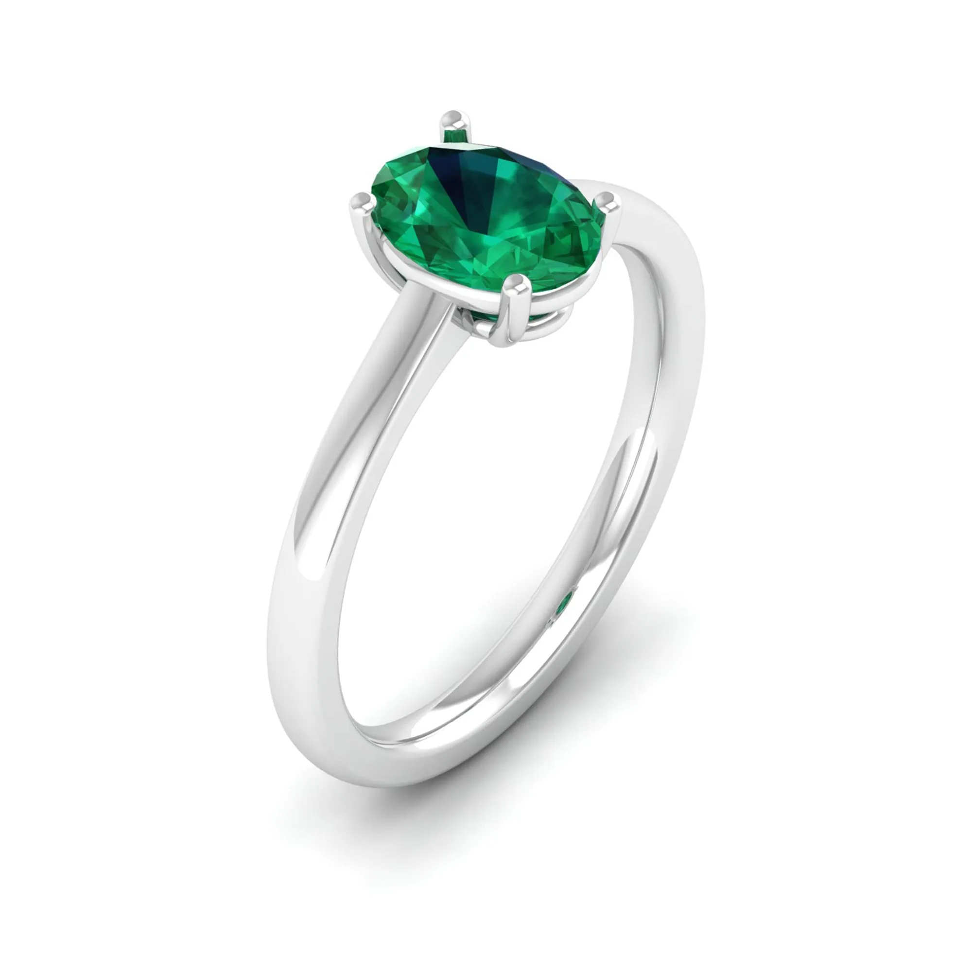 Classic Oval Prong-Set Emerald Ring