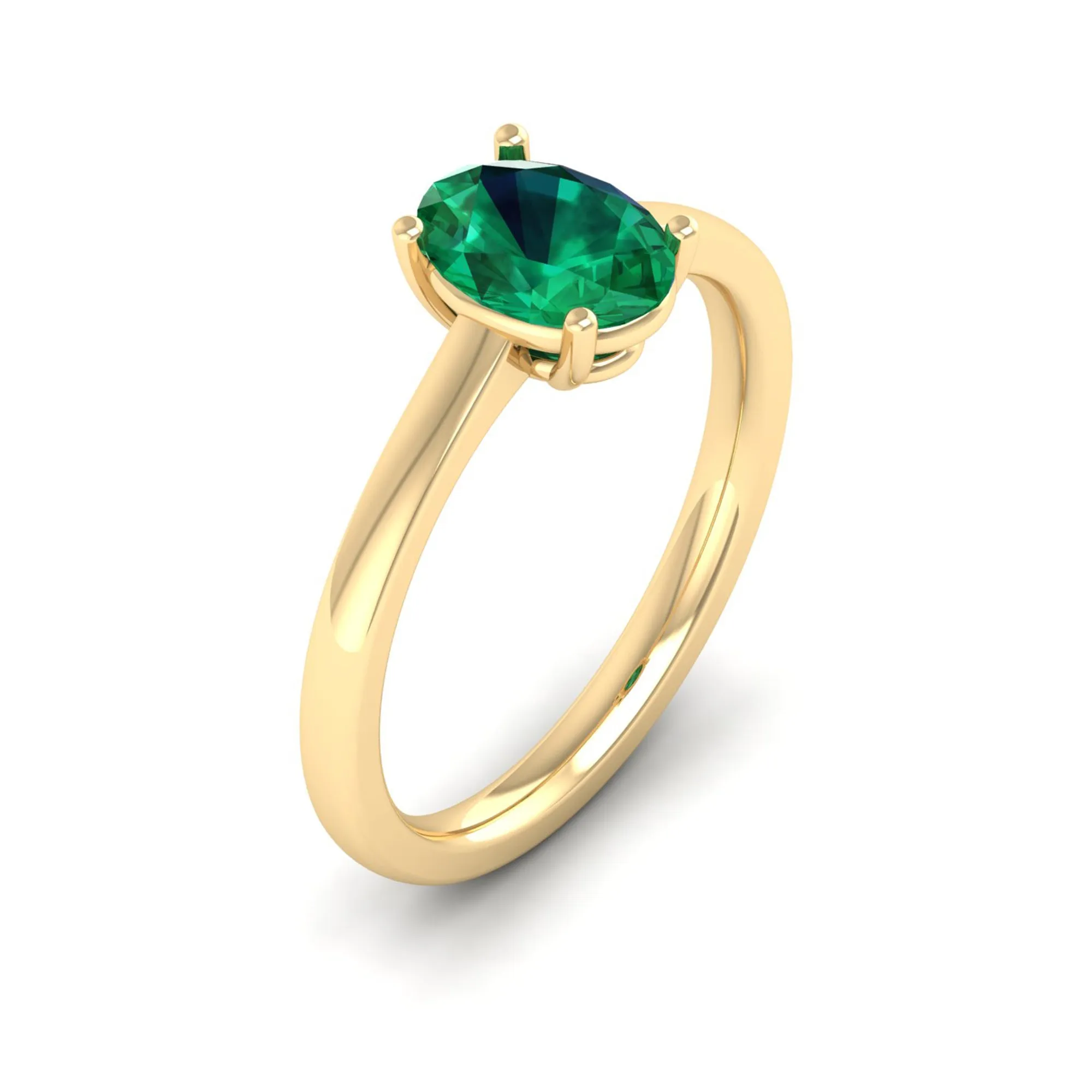 Classic Oval Prong-Set Emerald Ring