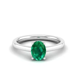 Classic Oval Prong-Set Emerald Ring