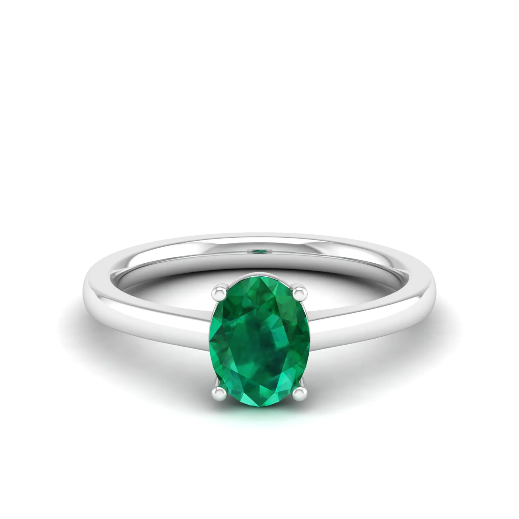 Classic Oval Prong-Set Emerald Ring