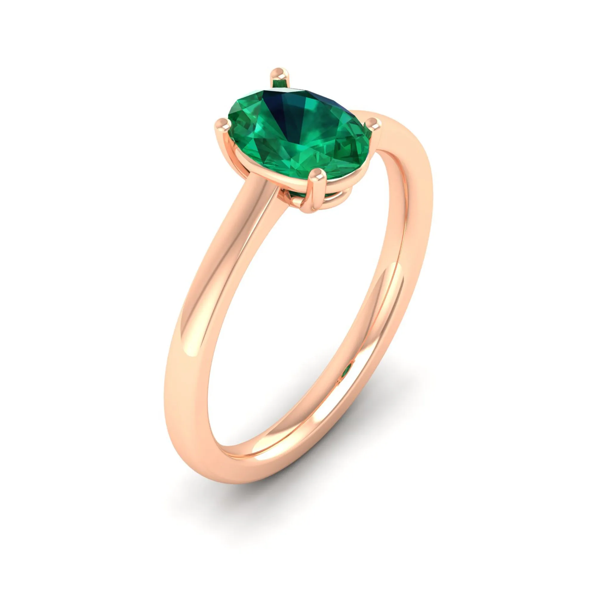 Classic Oval Prong-Set Emerald Ring