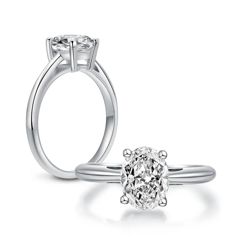 Classic Oval Solitaire Moissanite Diamond Ring