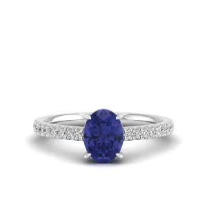 Classic Oval Tanzanite and Diamond Ring