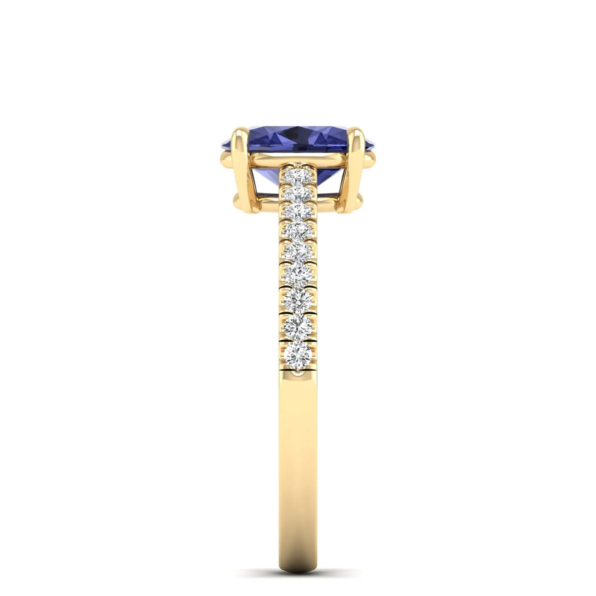 Classic Oval Tanzanite and Diamond Ring