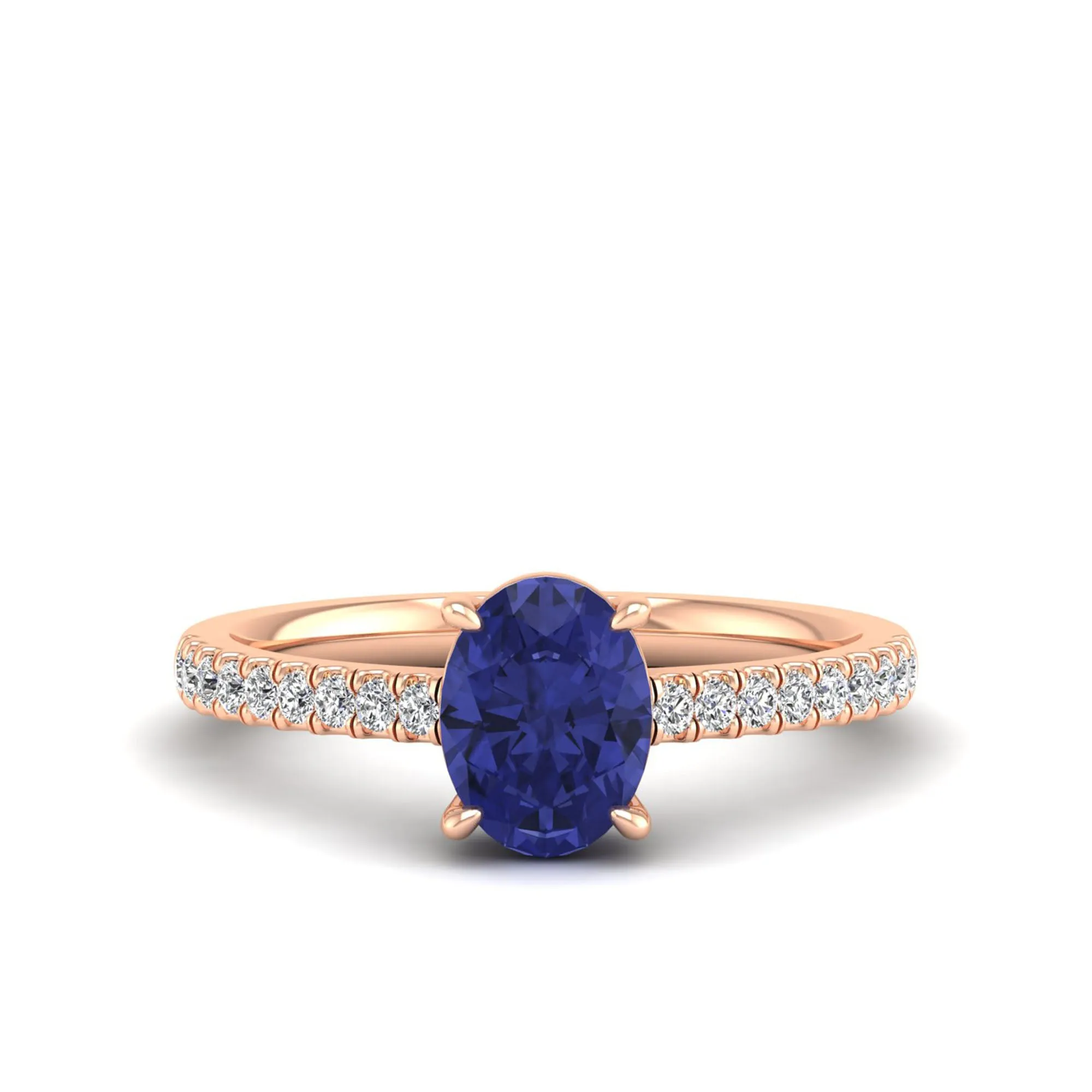 Classic Oval Tanzanite and Diamond Ring