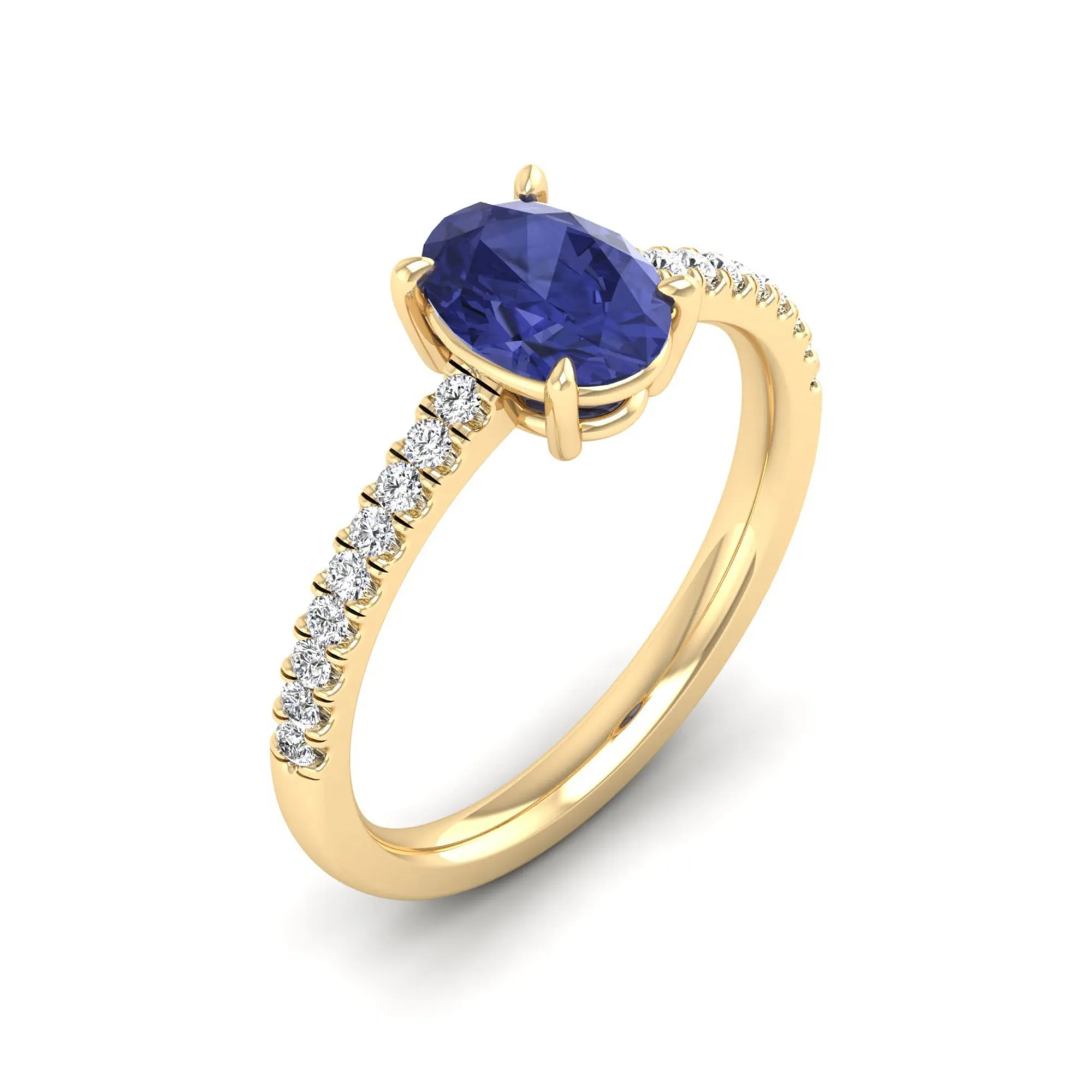 Classic Oval Tanzanite and Diamond Ring
