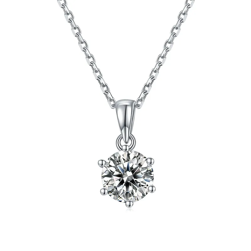 Classic Round 2ctw. Moissanite Stud Earrings and 2ct Moissanite Pendant Necklace Jewelry Set