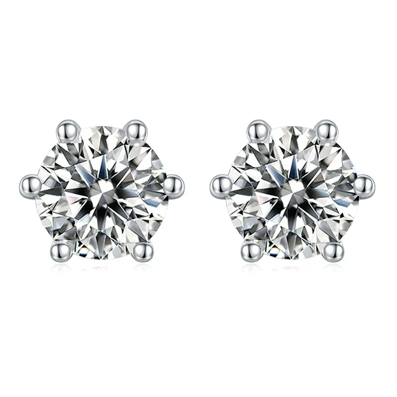 Classic Round 2ctw. Moissanite Stud Earrings and 2ct Moissanite Pendant Necklace Jewelry Set