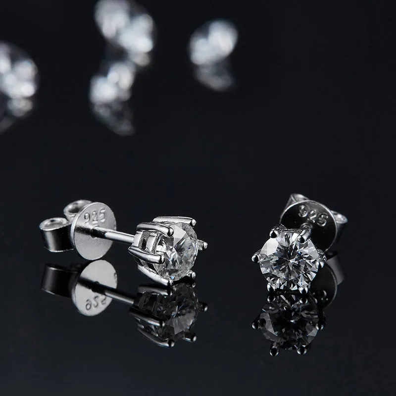 Classic Round 2ctw. Moissanite Stud Earrings and 2ct Moissanite Pendant Necklace Jewelry Set