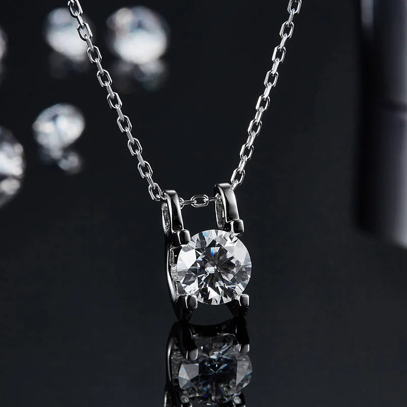 Classic Round 2ctw. Moissanite Stud Earrings and 2ct Moissanite Pendant Necklace Jewelry Sets