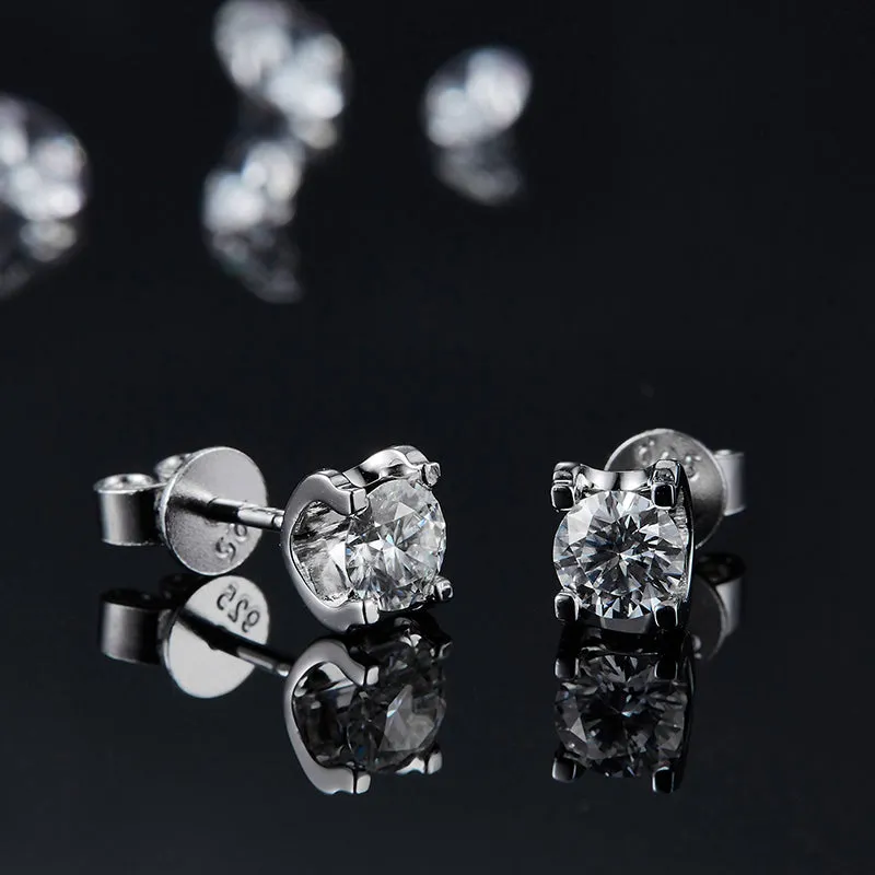 Classic Round 2ctw. Moissanite Stud Earrings and 2ct Moissanite Pendant Necklace Jewelry Sets
