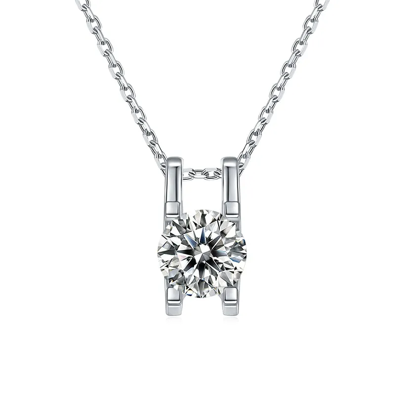Classic Round 2ctw. Moissanite Stud Earrings and 2ct Moissanite Pendant Necklace Jewelry Sets