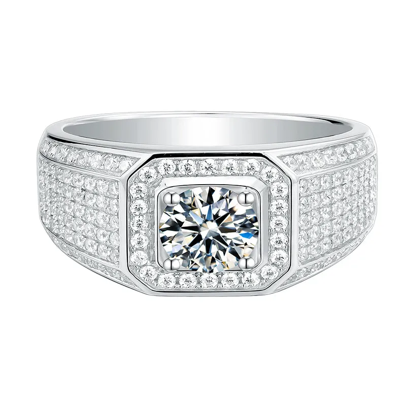 Classic Round Cut Moissanite Diamond Men's Ring