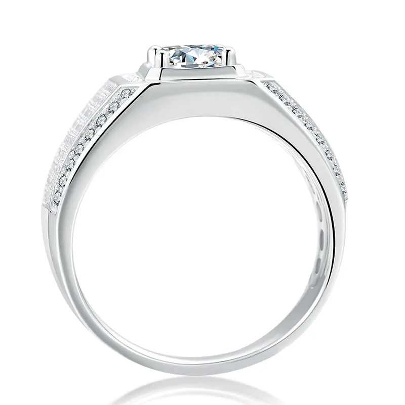 Classic Round Cut Moissanite Diamond Men's Ring