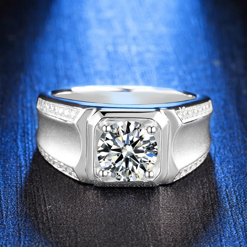 Classic Round Cut Moissanite Diamond Men's Ring