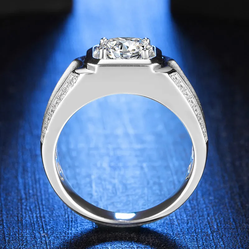 Classic Round Cut Moissanite Diamond Men's Ring