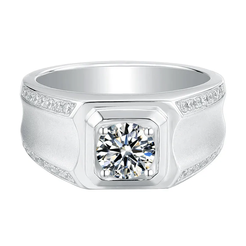Classic Round Cut Moissanite Diamond Men's Ring