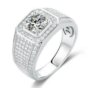 Classic Round Cut Moissanite Diamond Men's Ring