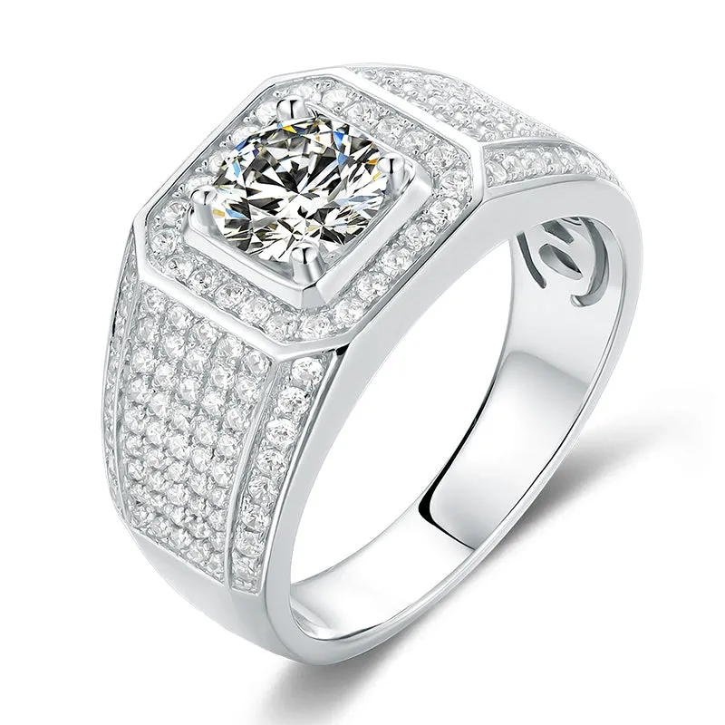 Classic Round Cut Moissanite Diamond Men's Ring