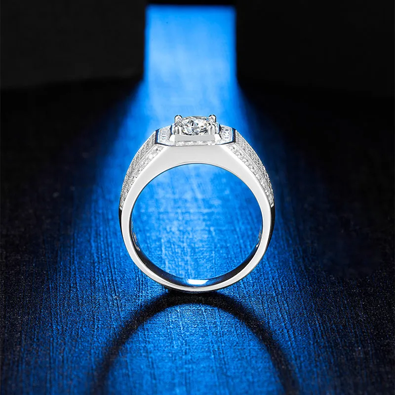 Classic Round Cut Moissanite Diamond Men's Ring