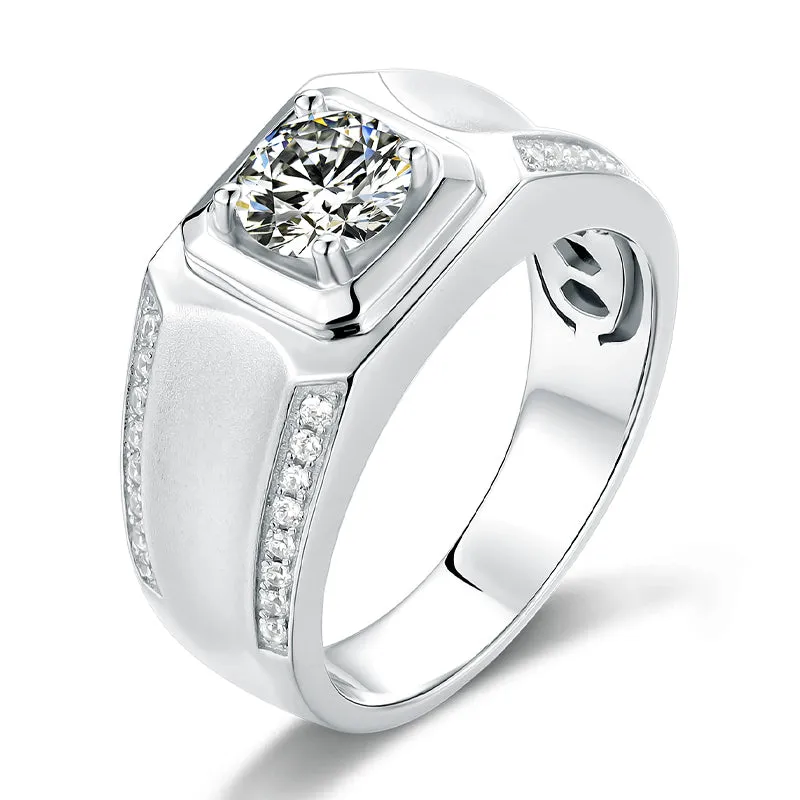 Classic Round Cut Moissanite Diamond Men's Ring