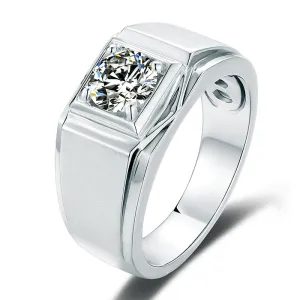 Classic Round Cut Moissanite Diamond Solitaire Men's Ring