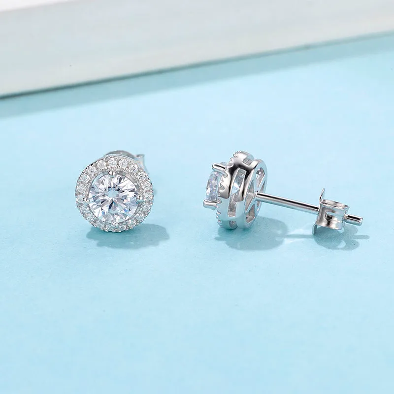 Classic Round Cut Moissanite Diamond Stud Earrings