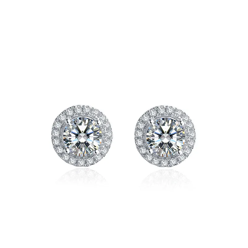 Classic Round Cut Moissanite Diamond Stud Earrings