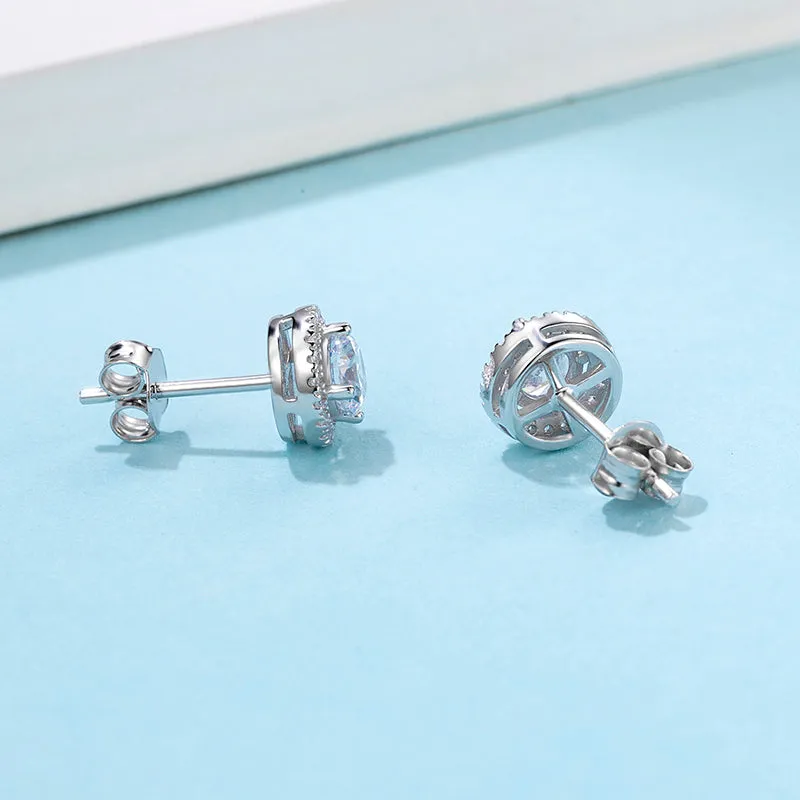 Classic Round Cut Moissanite Diamond Stud Earrings