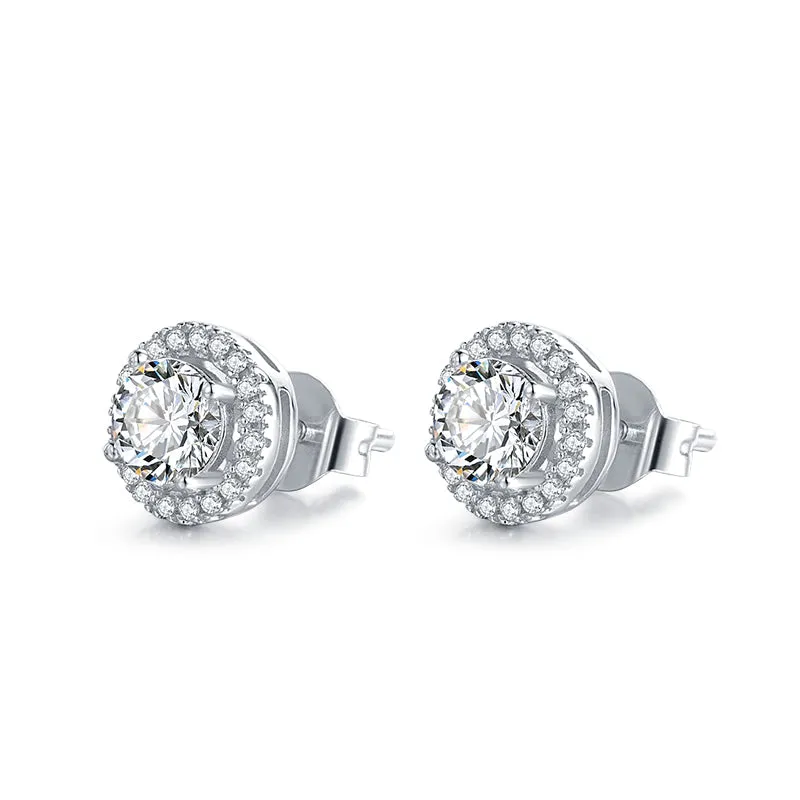 Classic Round Cut Moissanite Diamond Stud Earrings