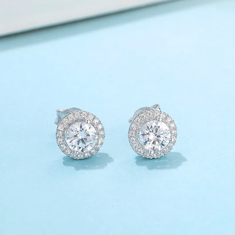 Classic Round Cut Moissanite Diamond Stud Earrings