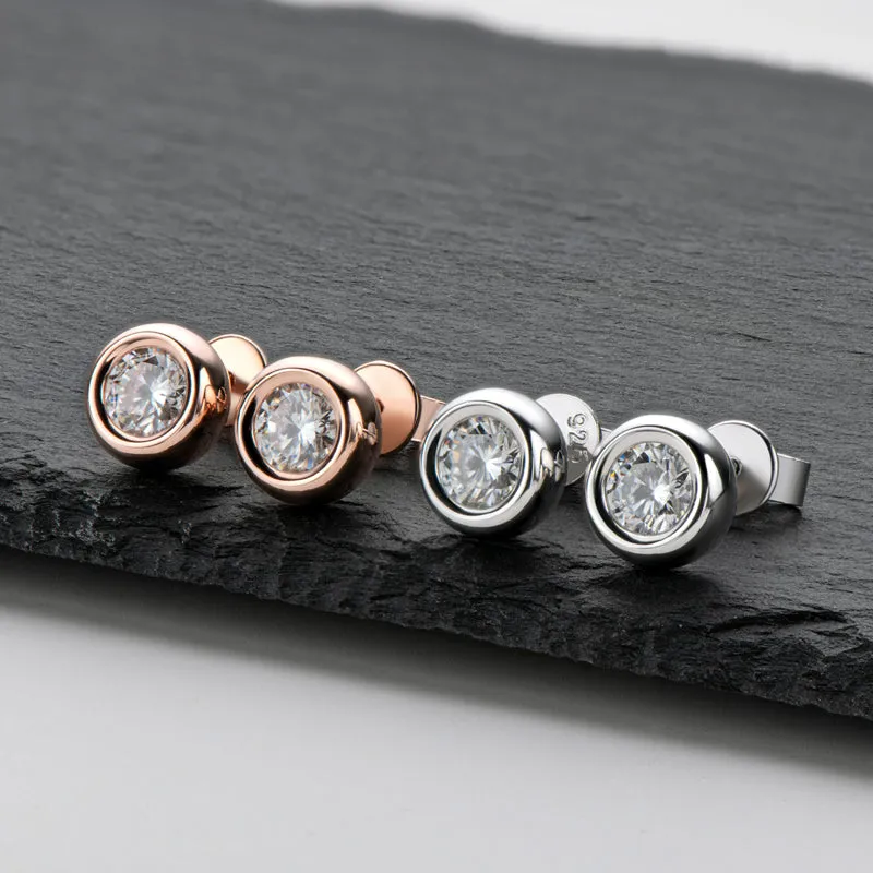 Classic Round Cut Moissanite Diamond Stud Earrings