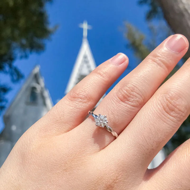 Classic Round Cut Moissanite Vine Ring