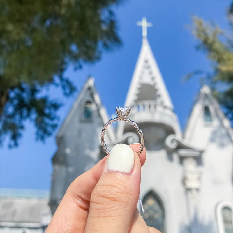 Classic Round Cut Moissanite Vine Ring