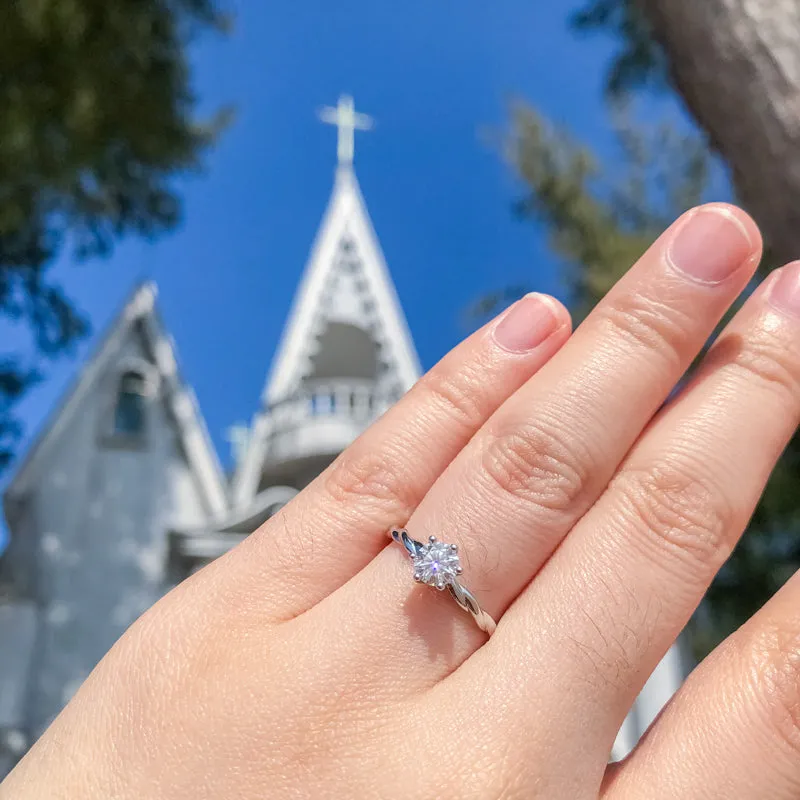 Classic Round Cut Moissanite Vine Ring