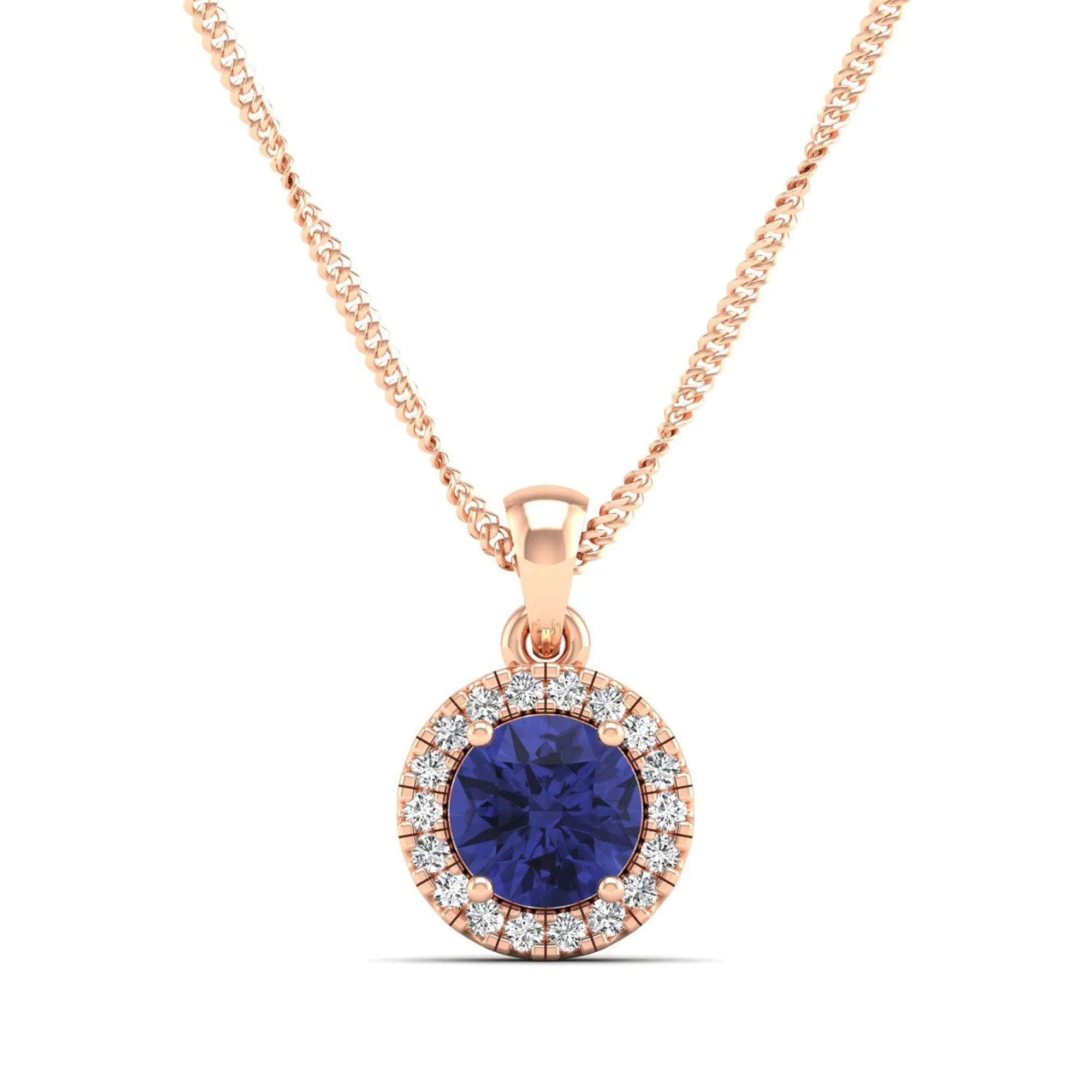 Classic Round Tanzanite and Diamond Pendant