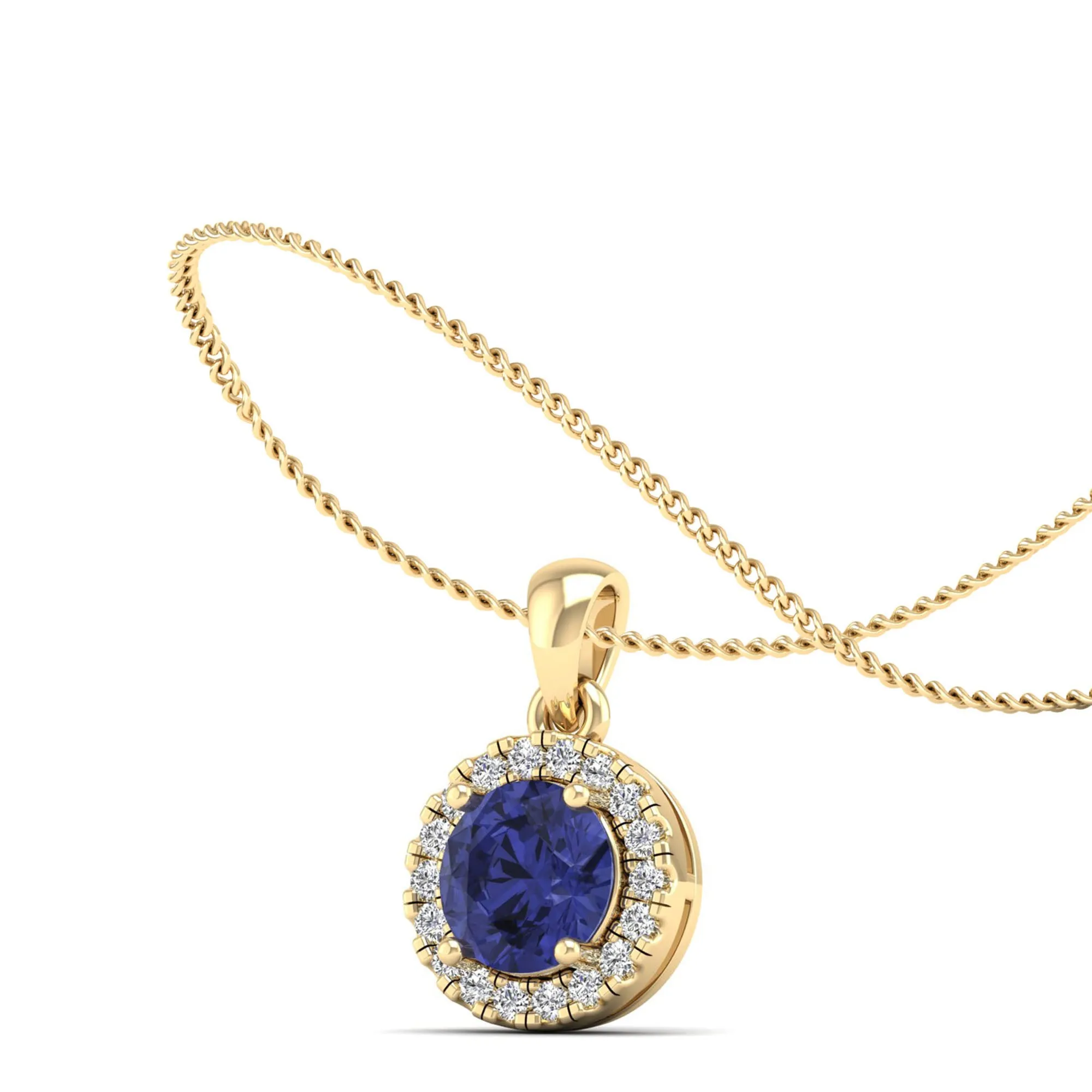 Classic Round Tanzanite and Diamond Pendant